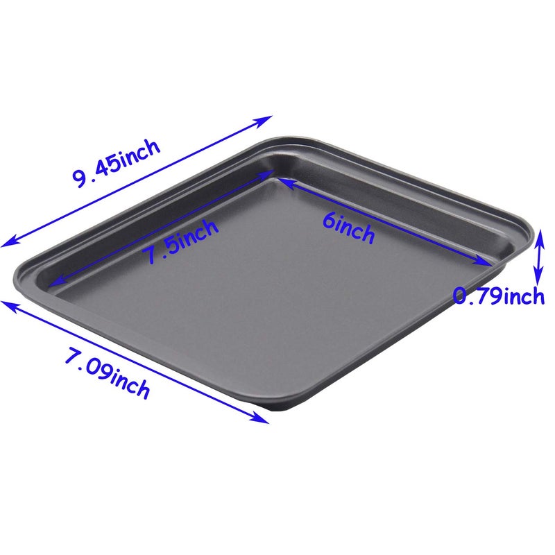 HYTK Small Baking Sheet Nonstick 9.45 X 7.09 Inch (Inner 7.5x6), 8 Inch Mini Cookie Tray Toaster Conventional Oven Pan No Warp No Rust Magnetic Bakeware for 1 to 2 person 2 Pack - Image 2